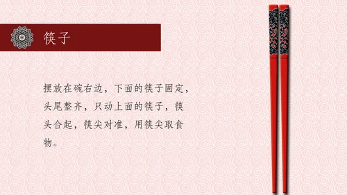 中国风餐桌礼仪筷子PPT模板