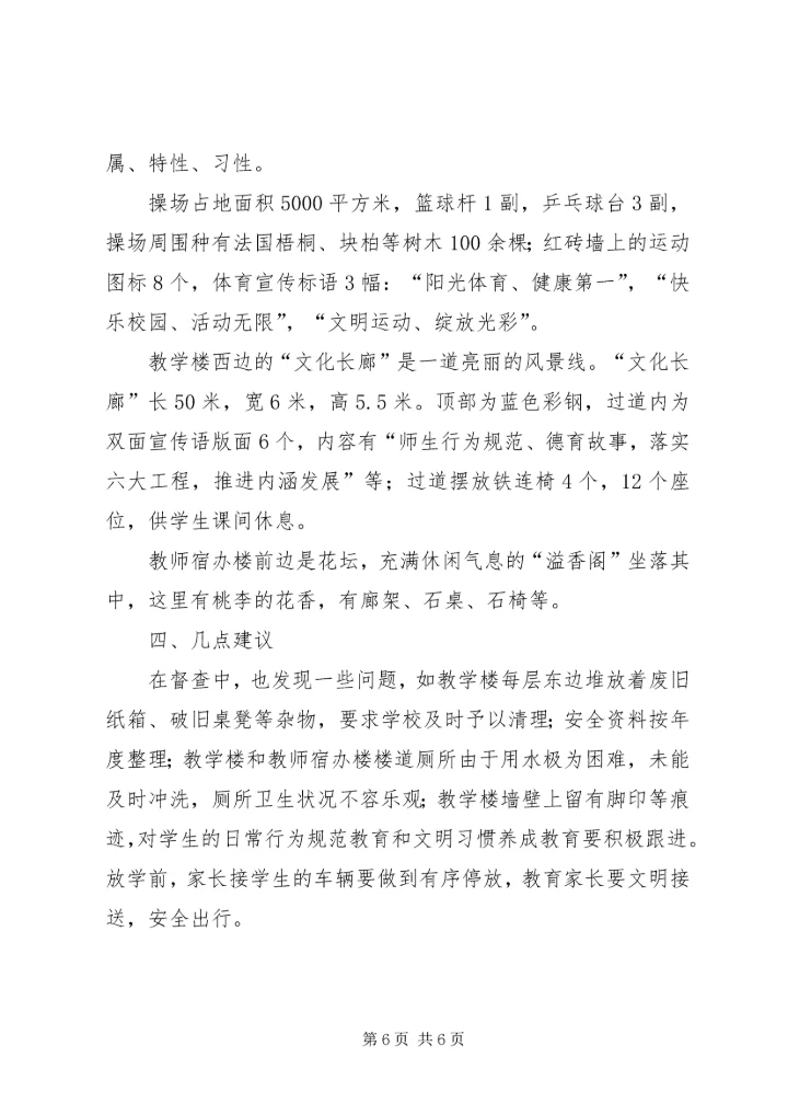 小学安全管理工作督查报告.docx