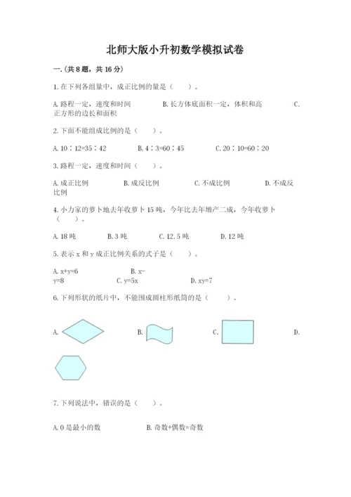 北师大版小升初数学模拟试卷（各地真题）.docx