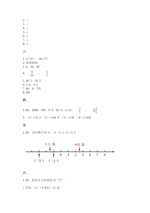 河南省平顶山市六年级下册数学期末测试卷（突破训练）.docx