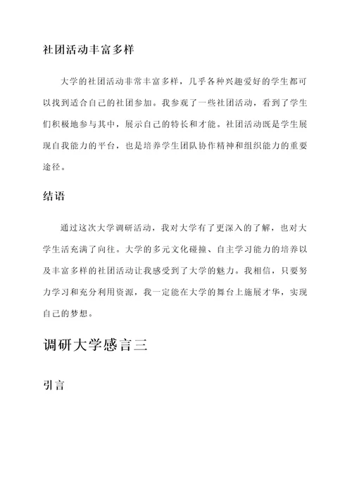 调研大学感言