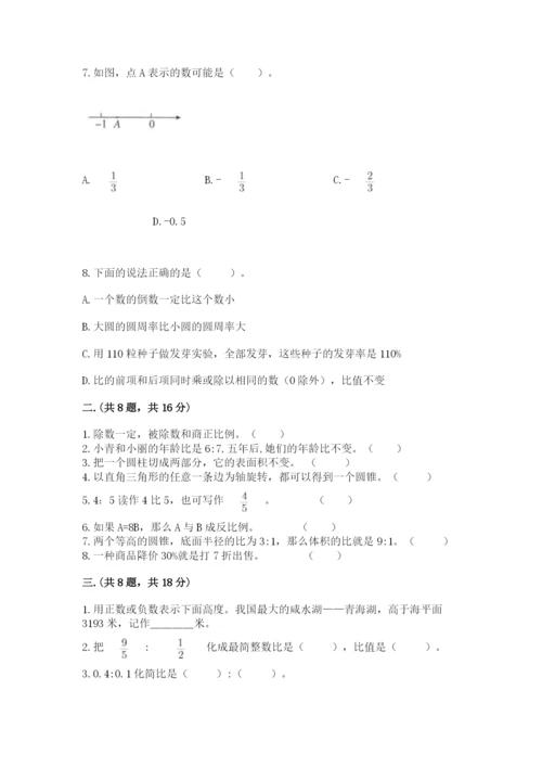 北京版数学小升初模拟试卷附参考答案（达标题）.docx