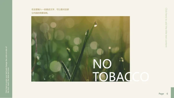 高级极简风世界无烟日主题PPT模板