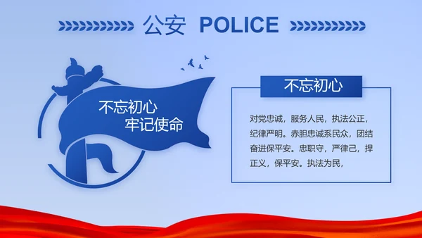 蓝色公安警察年年终总结述职报告PPT