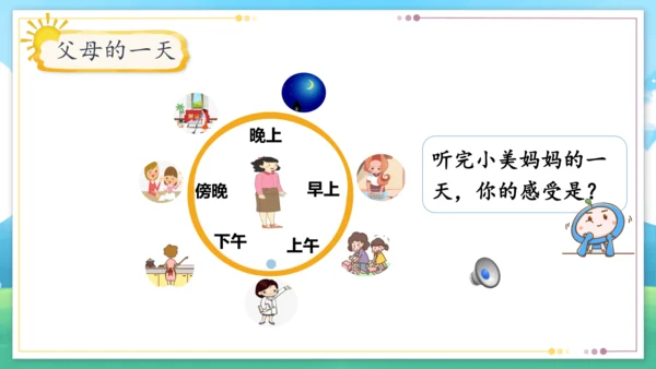 统编版四年级上册2.4《少让父母为我操心》第一课时《爸爸妈妈多辛苦》课件（共21张PPT）