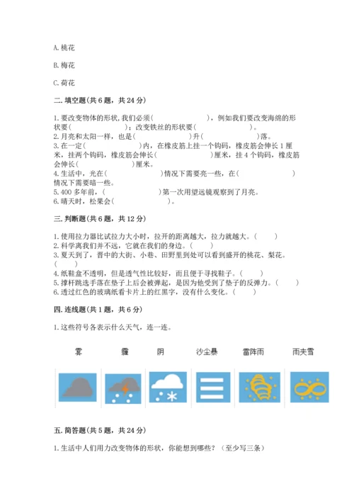 苏教版二年级上册科学期末测试卷带答案（模拟题）.docx