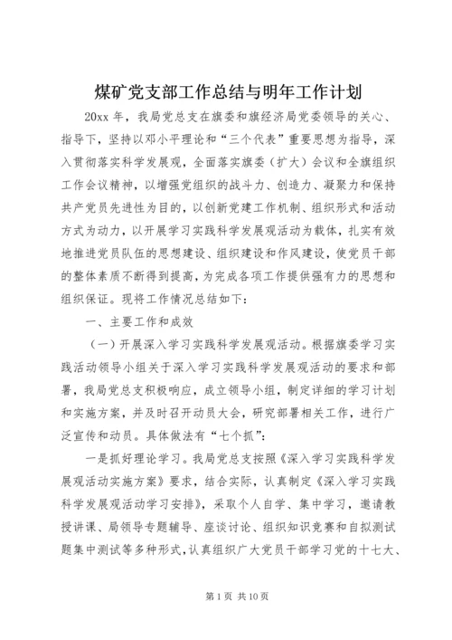 煤矿党支部工作总结与明年工作计划 (2).docx