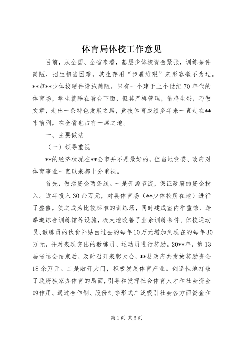 体育局体校工作意见.docx