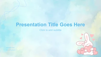 兔崽子蓝色卡通风工作总结主题模版