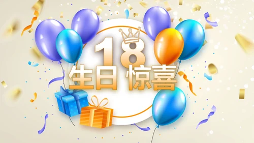 18岁成人礼生日快乐纪念册相册动态PPT模板