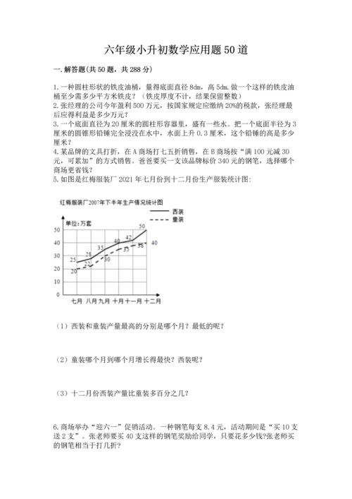 六年级小升初数学应用题50道含完整答案（网校专用）.docx