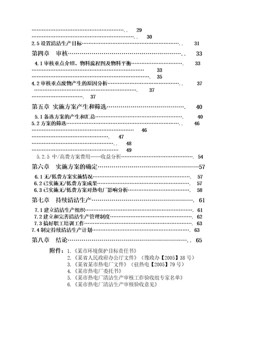 某市热电厂清洁生产审核报告