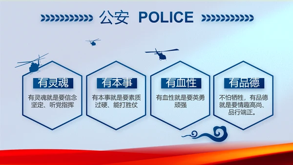 蓝色警察公安机关年终工作总结PPT动态模板