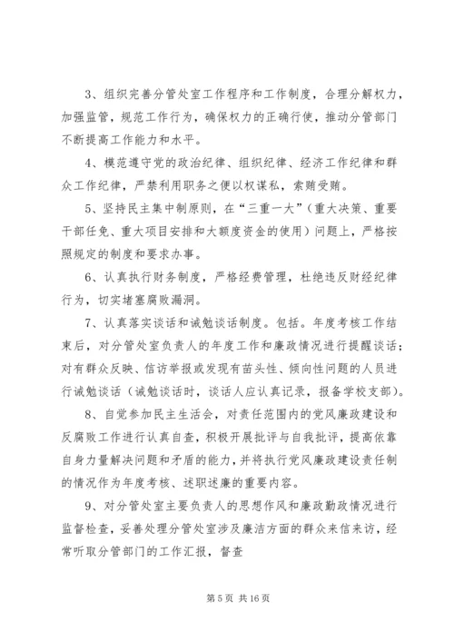 学校党风廉政建设责任书(分管).docx