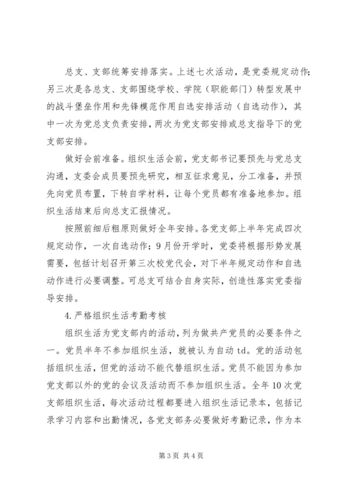 学院XX年党支部组织生活指导意见.docx