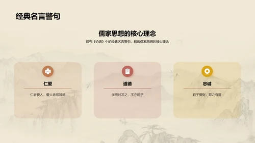 黄色国风孔子与儒家思想探究PPT模板