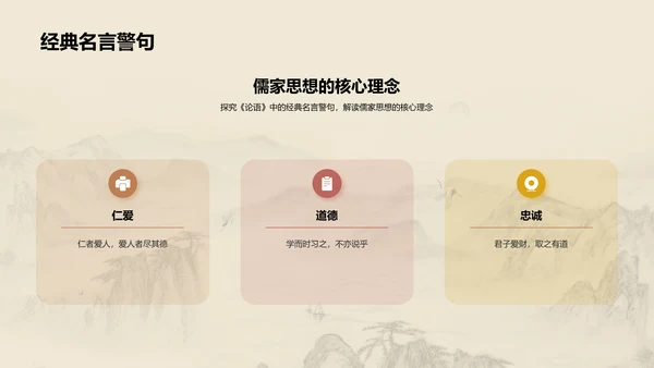 黄色国风孔子与儒家思想探究PPT模板