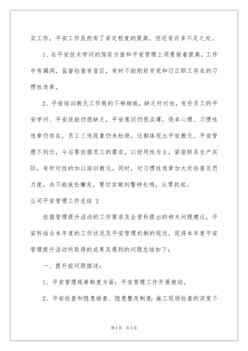 2022公司安全管理工作总结.docx