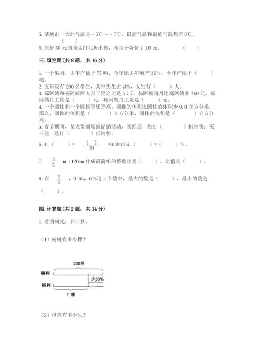 南岳区六年级下册数学期末测试卷及1套完整答案.docx