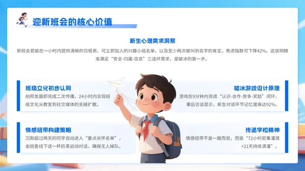 蓝色3D风迎新班会PPT模板