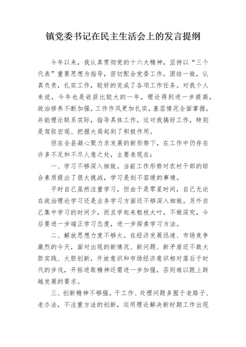 镇党委书记在民主生活会上的发言提纲.docx