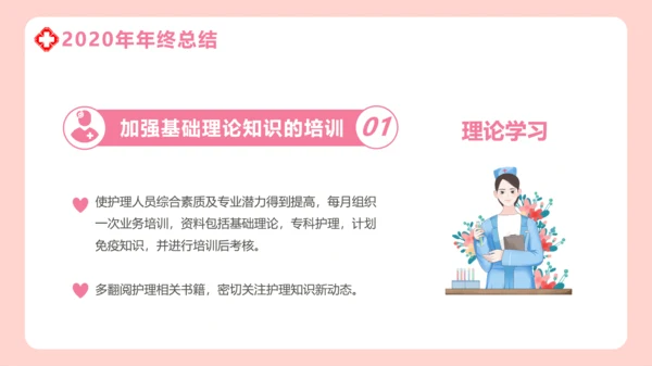 淡粉色卡通风护士年终工作总结PPT模板