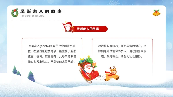 蓝色卡通风圣幼儿园圣诞节PPT模板