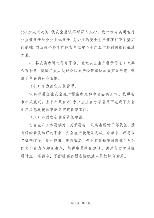县安全生产监督管理局上半年综治工作报告.docx
