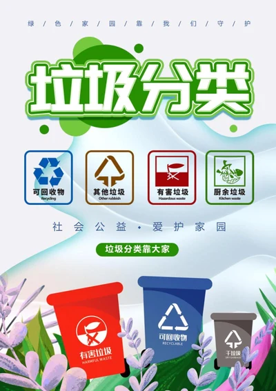 简约垃圾分类海报word模板