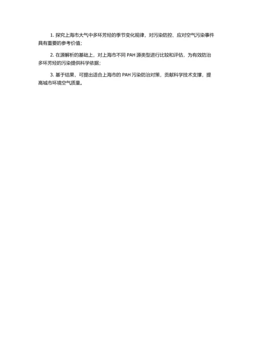 上海市大气中多环芳烃的季节变化特征与源解析的初步研究的开题报告.docx