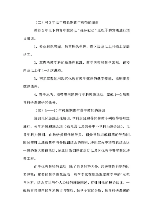 教师青年教师培训方案范文