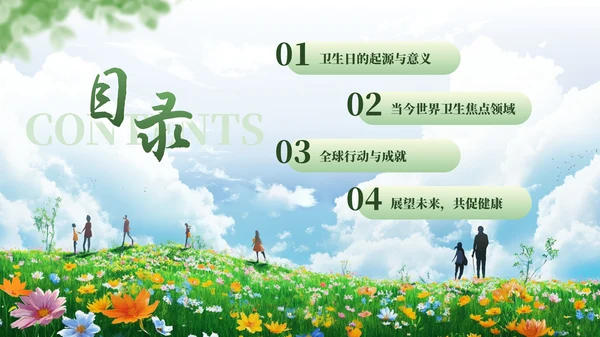 绿色清新全国爱卫生日健康教育宣传PPT模板
