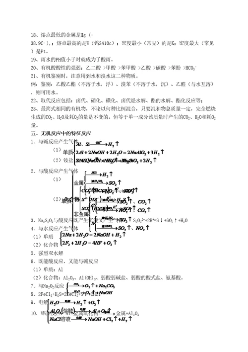 高中化学必背知识点归纳与总结