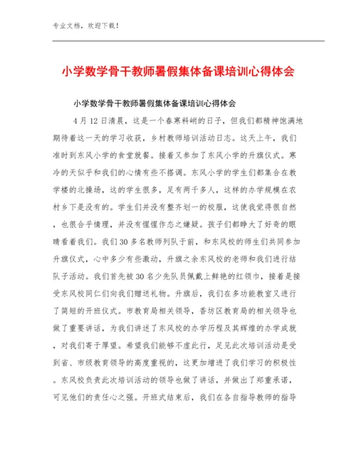 小学数学骨干教师暑假集体备课培训心得体会优选范文10篇文档汇编.docx