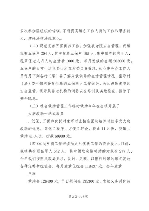 乡镇社会事务办工作总结暨工作计划范文.docx