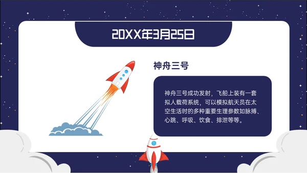 蓝色卡通风格中国航天发展史简介PPT课件