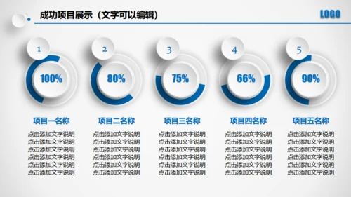 点击滑动蓝色大气立体年度总结通用PPT模板