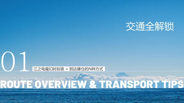 现代简约风日本镰仓旅游攻略PPT模板