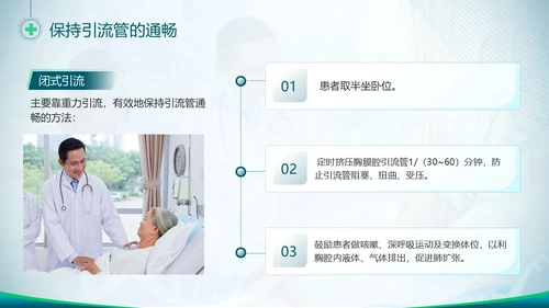 胸腔闭式引流管的护理蓝色绿色简约商务医疗胸腔闭式引流管护理PPT护理查房
