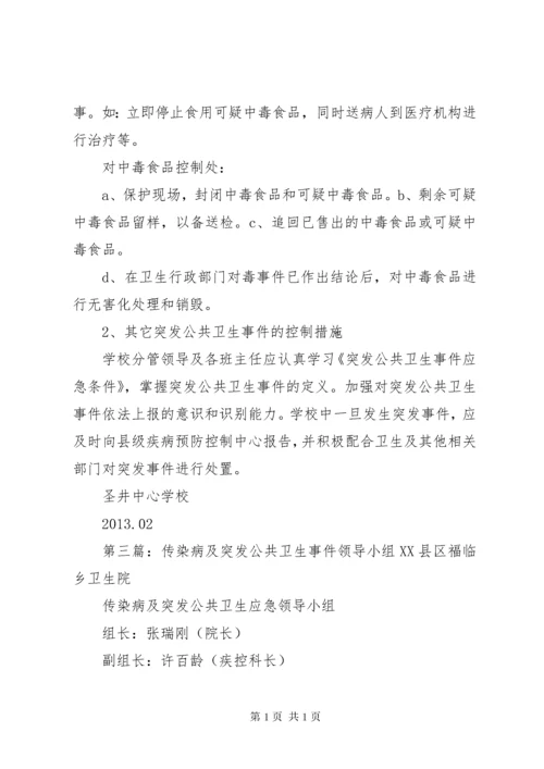 大井中心小学传染病突发公共卫生事件领导小组、组织机构.docx