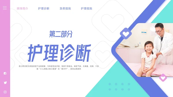 粉紫简约儿科支气管肺炎护理查房PPT模板宣传PPT动态PPT儿科护理