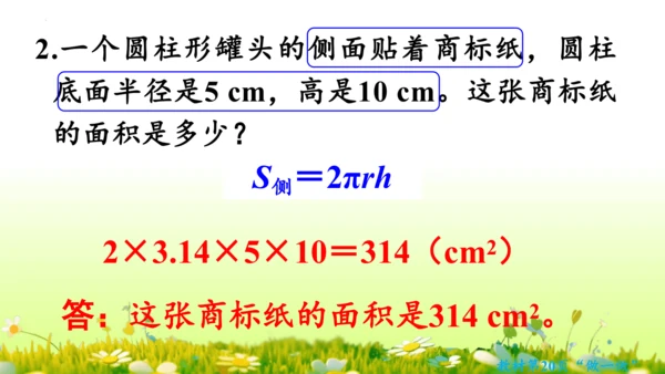 圆柱的表面积（课件）-六年级下册数学人教版(共49张PPT)