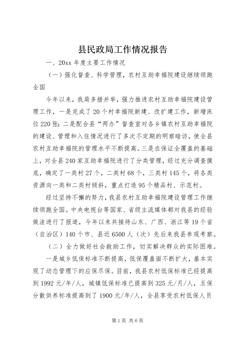 县民政局工作情况报告.docx