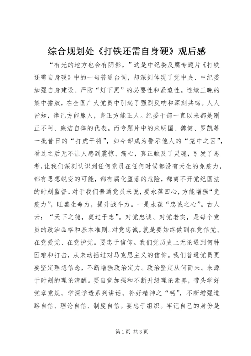 综合规划处《打铁还需自身硬》观后感.docx