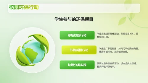 绿色3D风低碳环保倡议PPT模板