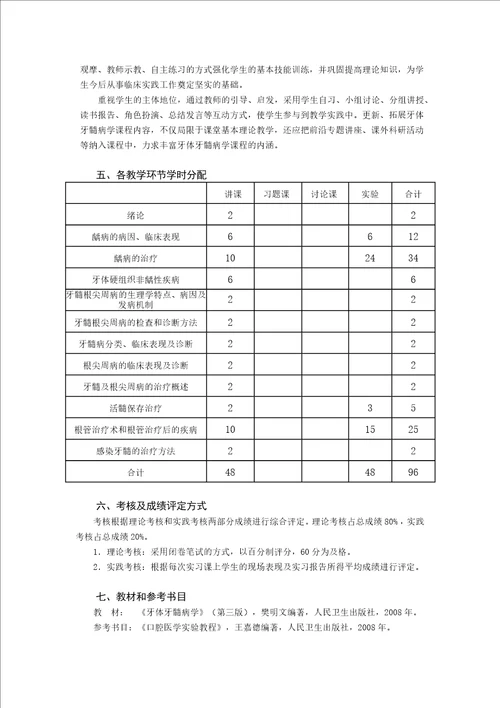 牙体牙髓病学教学大纲