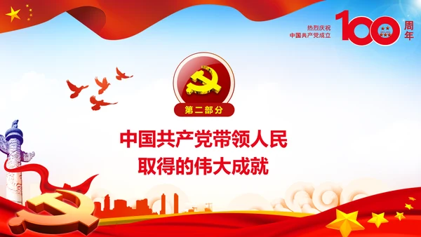 学习中国共产党成立100周年大会讲话PPT