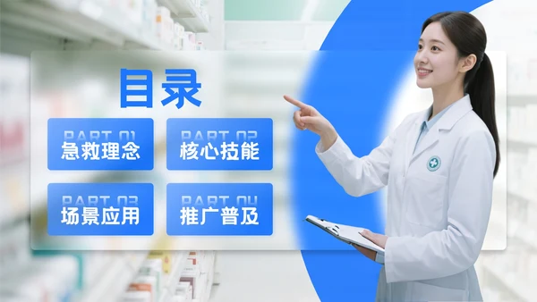 蓝色简约商务风世界急救日PPT模板