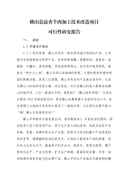 溢香羊肉加工重点技术改造专项项目可行性专题研究报告.docx