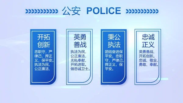 蓝色科技感公安警察工作学习动态PPT
